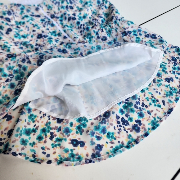 LC LAUREN CONRAD Crochet Racerback Floral Top White Blue Women’s Top Sheer Sz S - Picture 11 of 13